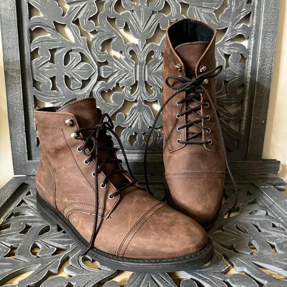 Thursday Boots Distressed Leather Boot Care Men's Brown Dark